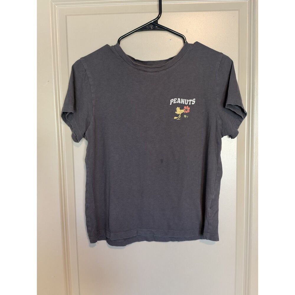 Uniqlo Dark Gray Cropped Peanuts Graphic Tee - Size S